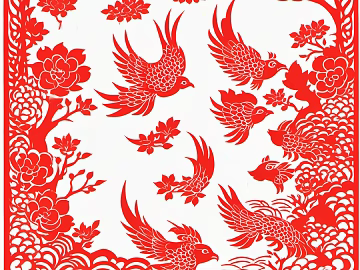 Folk window flower Folk painting Paper-cut painting Decorative painting Iron pot stew texture (ID:ffach806145)