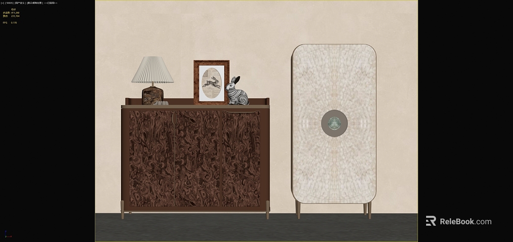 Dark brown carved wood effect cabinet finish texture