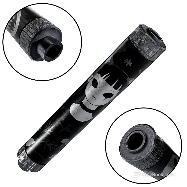 Black Silver Cartoon Rubber Grip texture
