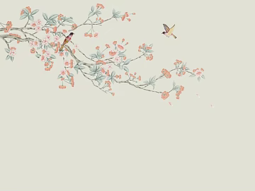 New Chinese Beige Flower and Bird Mural Background Wall texture (ID:ffaeh893846)