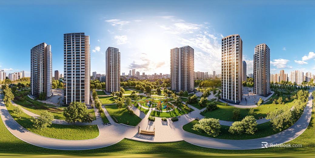 Modern Daytime Community Greening Panoramic HDR texture
