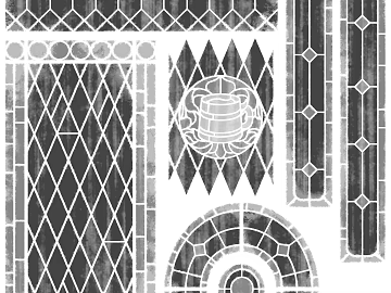 Vintage black and white art glass door and window decoration texture (ID:ffaeh930196)