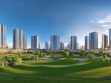 Clean Greenbelt City Panorama HDR texture (ID:ffach652950)