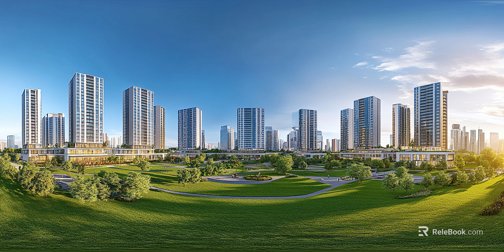 Clean Greenbelt City Panorama HDR texture