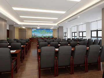 Modern Dark Brown Wood Floor Meeting Room 3d model