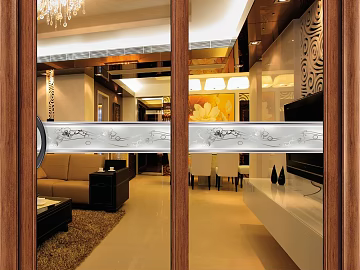 Modern brown frame pattern glass sliding door texture (ID:ffaeh342132)