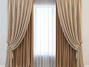 Beige Velvet Curtain Living Room Bedroom texture (ID:ffaeh097556)