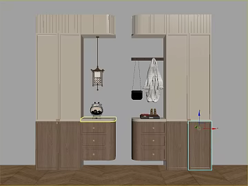New Chinese-style wood-colored wall panel entry cabinet texture (ID:ffaeh648771)