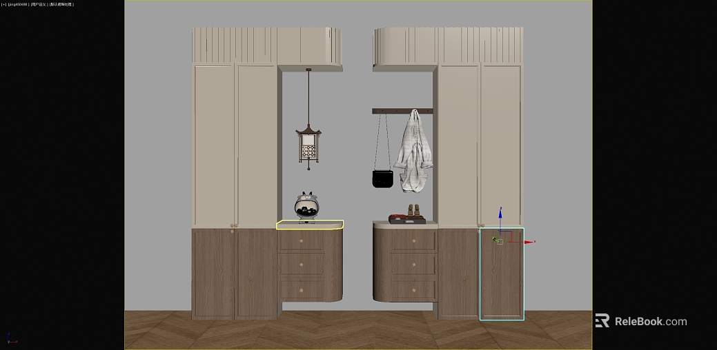 New Chinese-style wood-colored wall panel entry cabinet texture