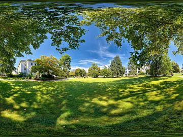 Blue Sky White Clouds Lawn Woods Landscape Panoramic HDR texture (ID:ffach964738)
