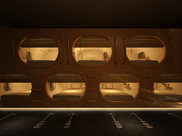 Industrial Wind Capsule Hotel Space texture (ID:ffaeh739076)