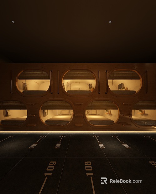 Industrial Wind Capsule Hotel Space texture