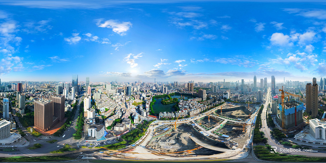 HDR City Construction Site Panorama texture