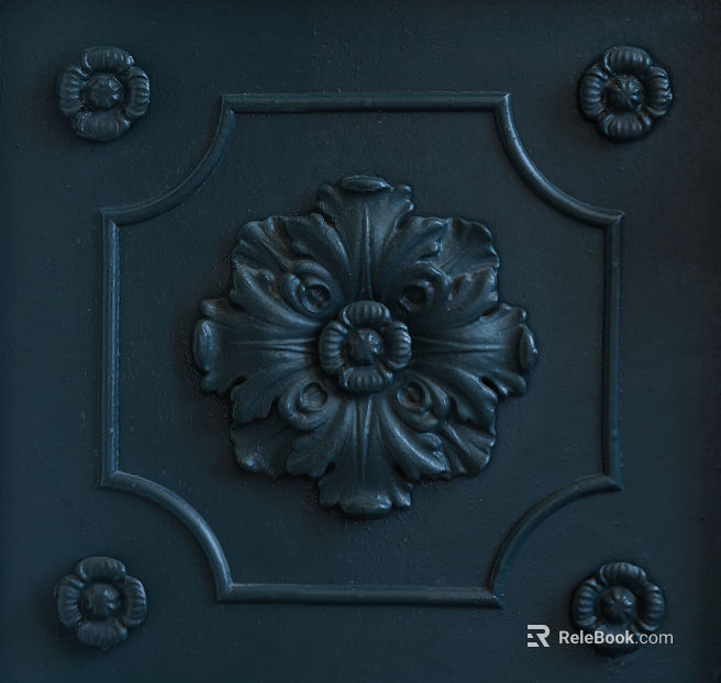 Retro dark gray metal relief door trim texture