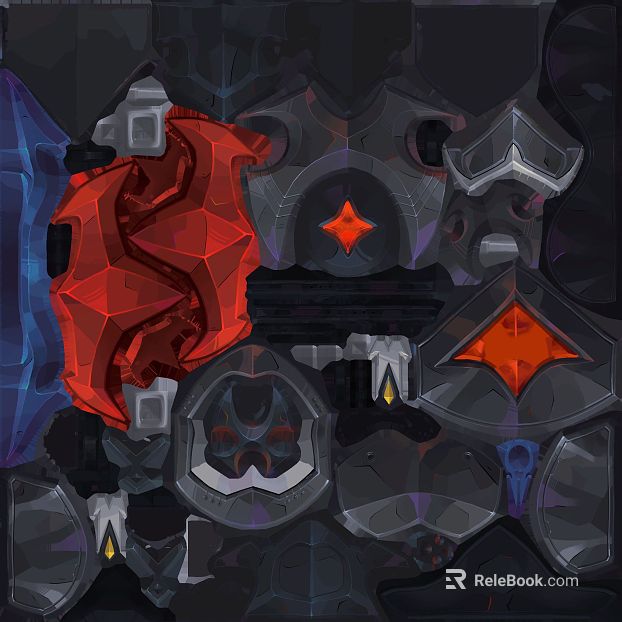Red gray mecha wind metal decorative panel texture