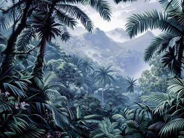European Literary Plants Tropical Rainforest Wallpaper texture (ID:ffach988906)