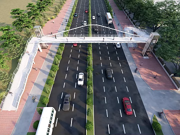 Modern urban pedestrian bridge road scene texture (ID:ffaeh155834)