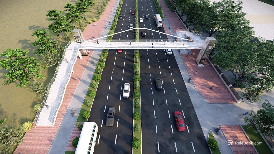 Modern urban pedestrian bridge road scene texture