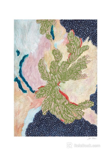 Abstract botanical decorative painting, living room wall art texture