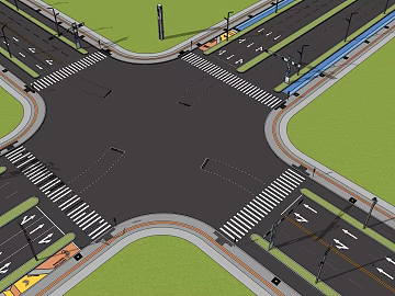 dark gray city crossroads road pavement 3d model