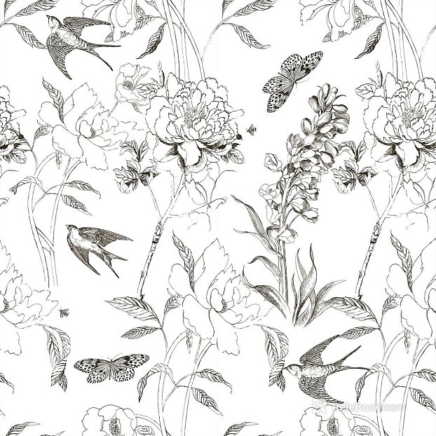 Floral and animal patterns texture