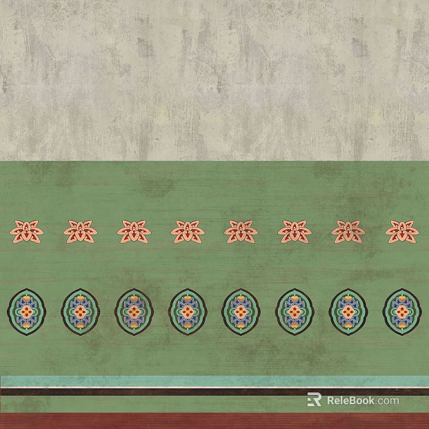 Vintage green Chinese pattern dado texture