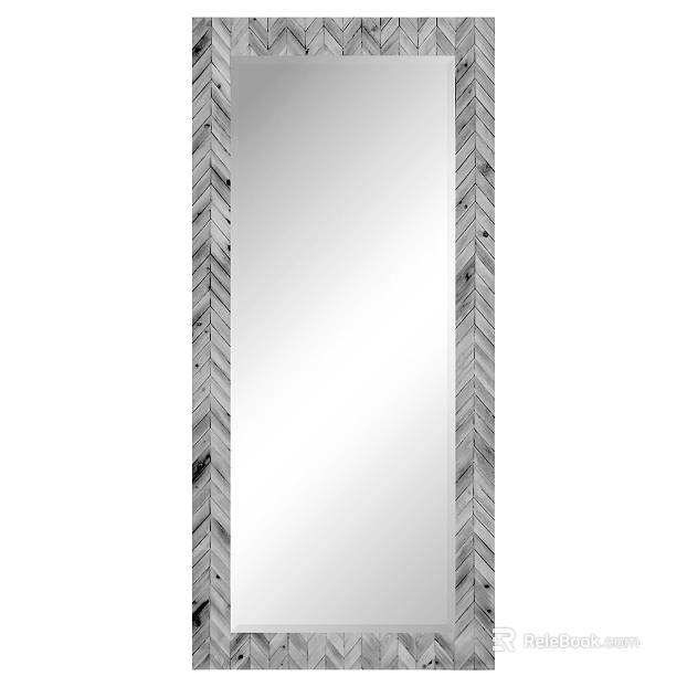 Light gray herringbone wood frame mirror texture