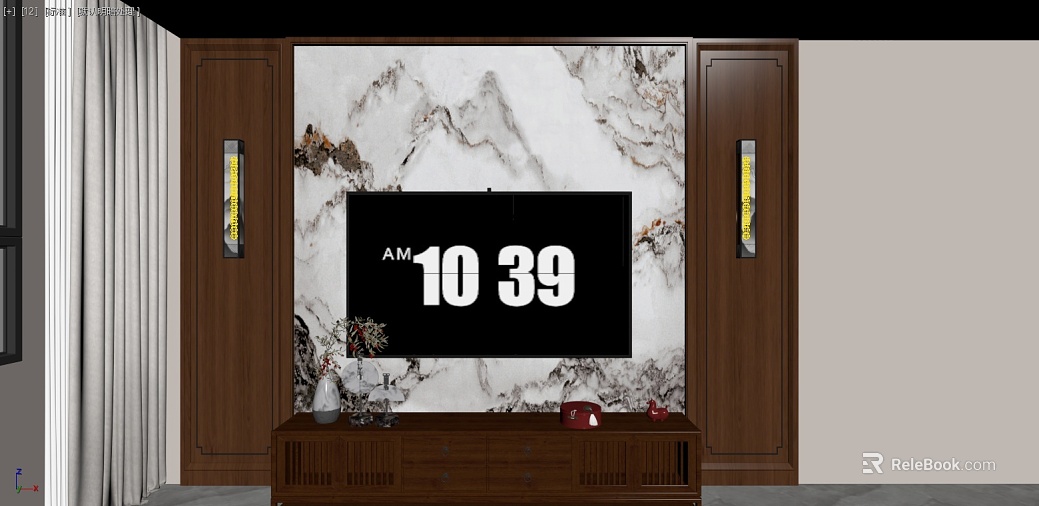 New Chinese style white gray landscape marble background wall texture