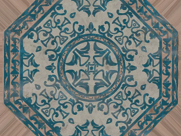 Vintage blue octagonal mosaic tile 3d model