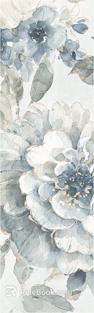 Gray blue flower water color wind bedroom wallpaper texture
