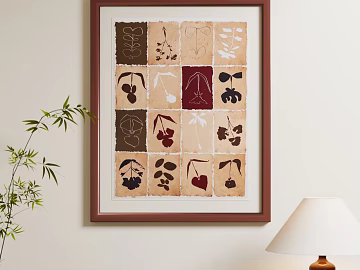 Retro Style Plant Specimen Decorative Painting Living Room Hanging Painting texture (ID:ffaeh672991)