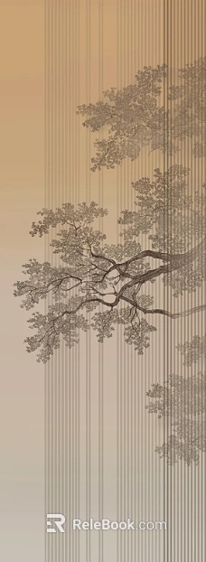 New Chinese Beige Tree Pattern Wallpaper texture
