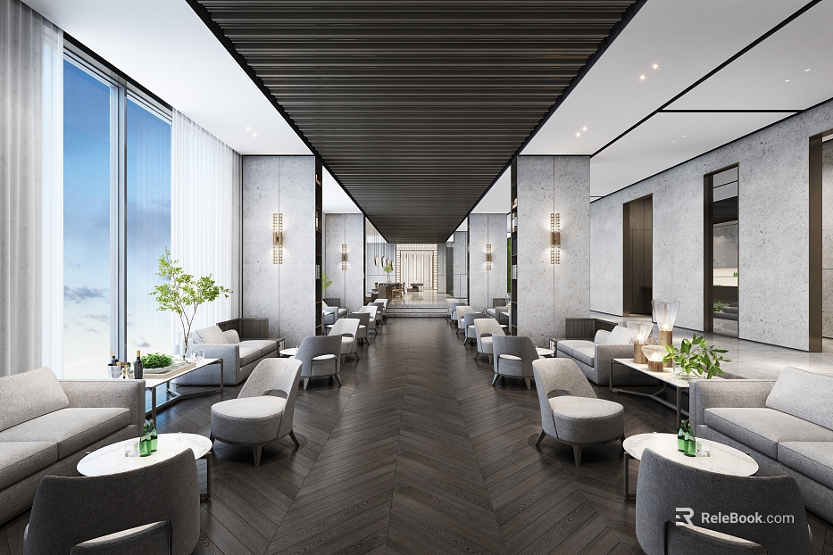 Deep gray herrings wooden floor reception space texture