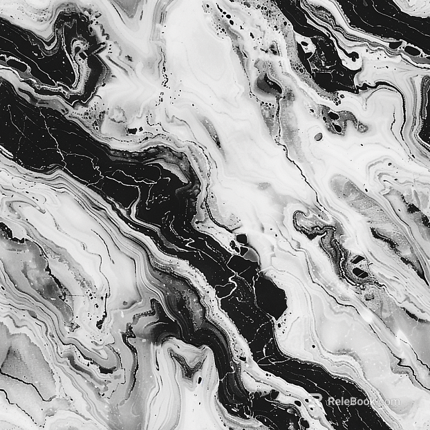 Black and white running water pattern marble wall surface texture