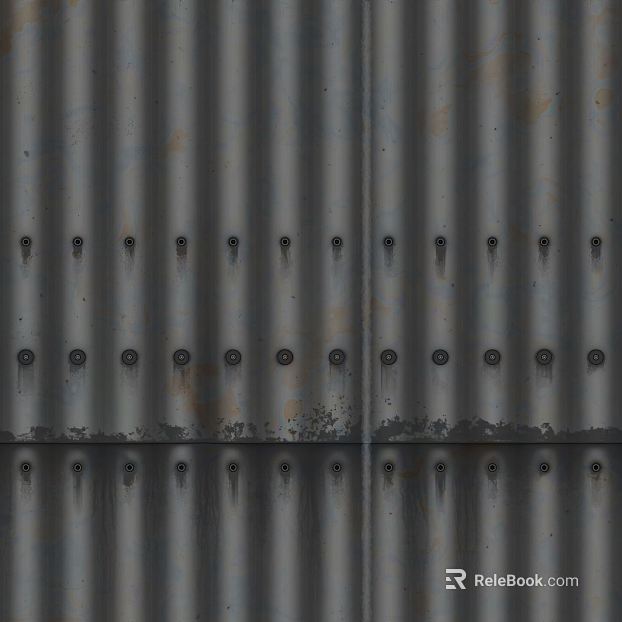 Industrial-style dark gray distressed metal panel wall texture