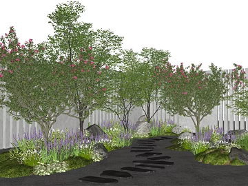 Modern Courtyard Landscape Zen Greenery Trail texture (ID:ffaeh376664)