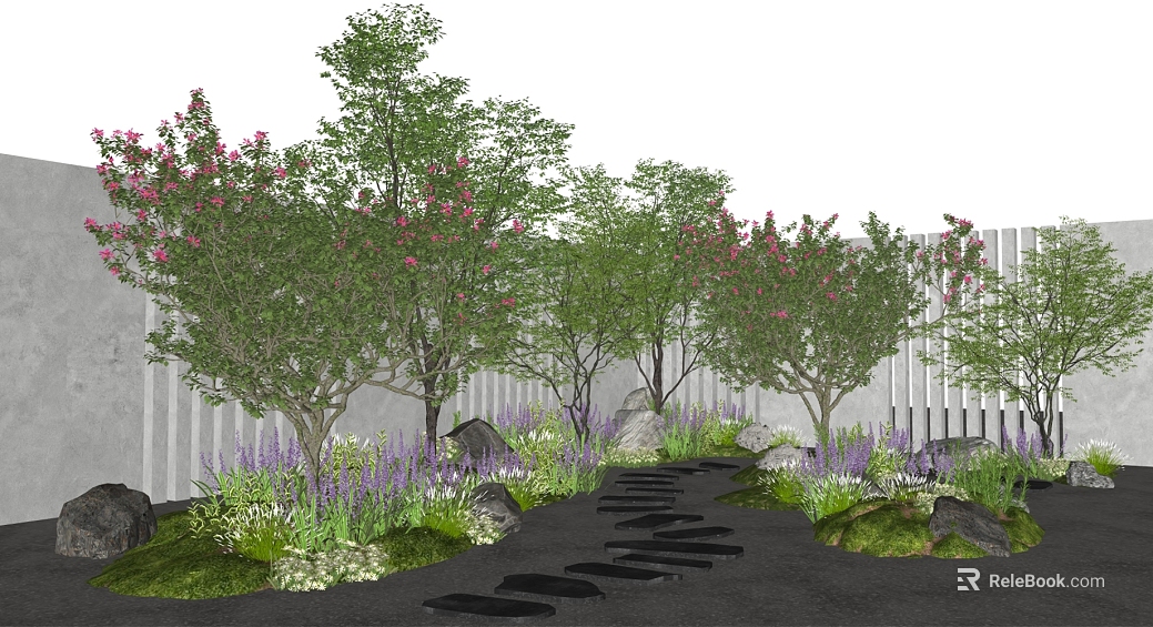 Modern Courtyard Landscape Zen Greenery Trail texture