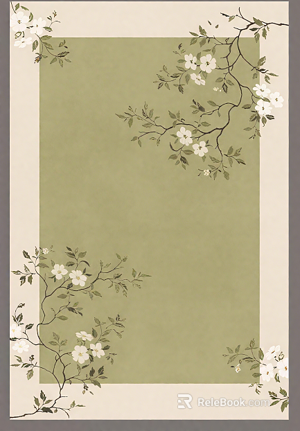 New Chinese style green bottom flower border wallpaper texture
