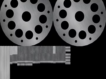 Silver gray perforated sheet metal industrial components 3d model