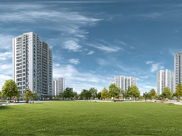 Clean atmosphere community green space panorama texture (ID:ffach219938)