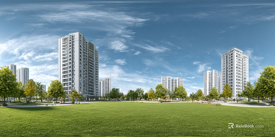 Clean atmosphere community green space panorama texture