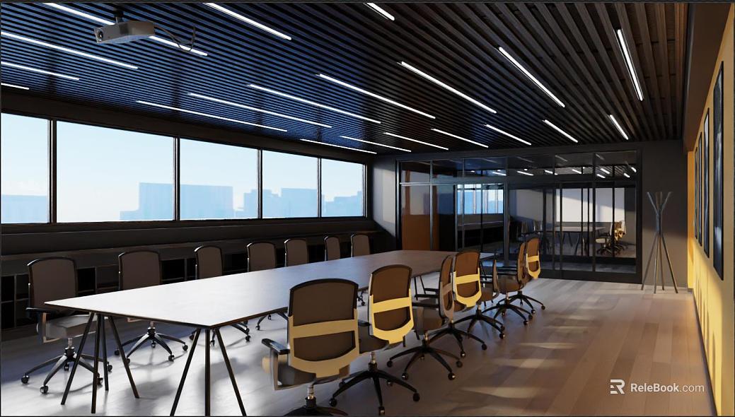 Modern dark gray office meeting room scene texture
