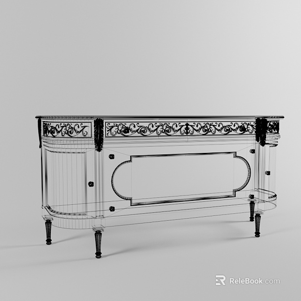 European-style carved wooden sideboard texture