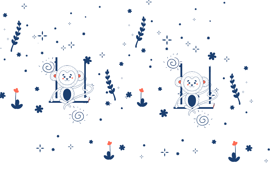 Blue and white cartoon monkey children's wallpaper texture