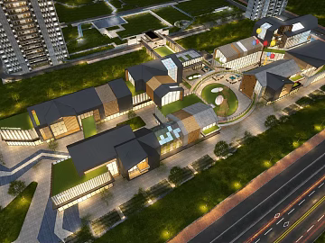 Aerial view of night view of modern commercial block texture (ID:ffaeh052884)