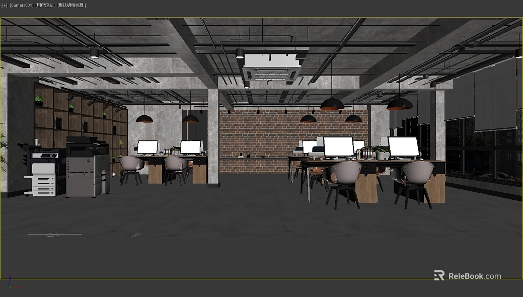 Industrial wind gray brick wall office background texture