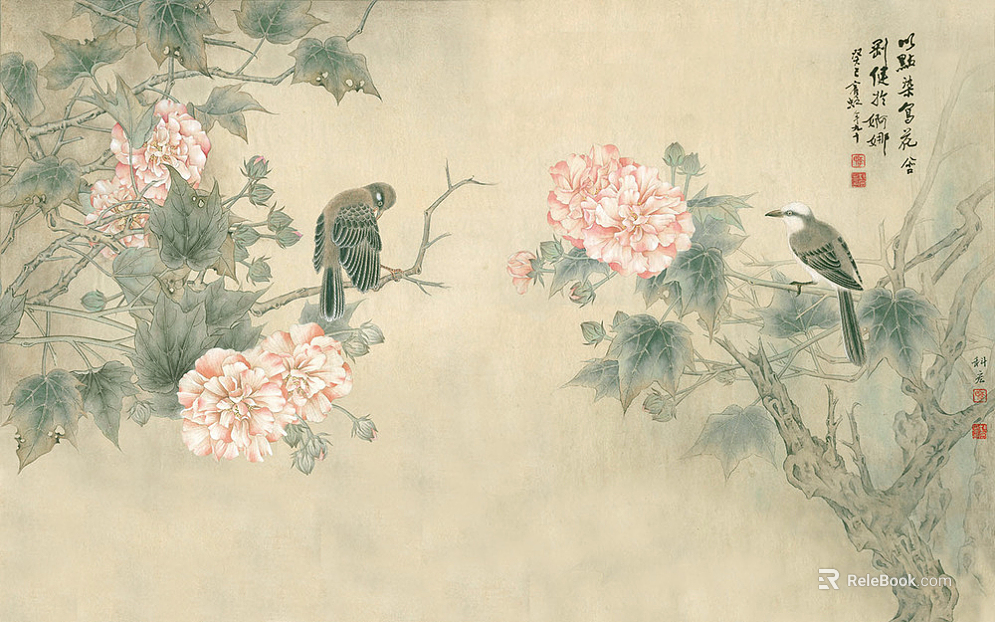 flower-and-bird painting texture