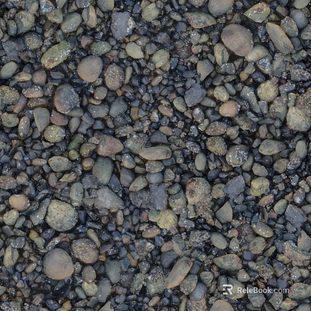 Grey green variegated cobblestone courtyard ground texture