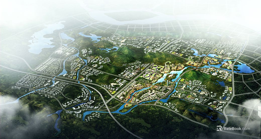 Aerial View of Green Ecological City Planning texture
