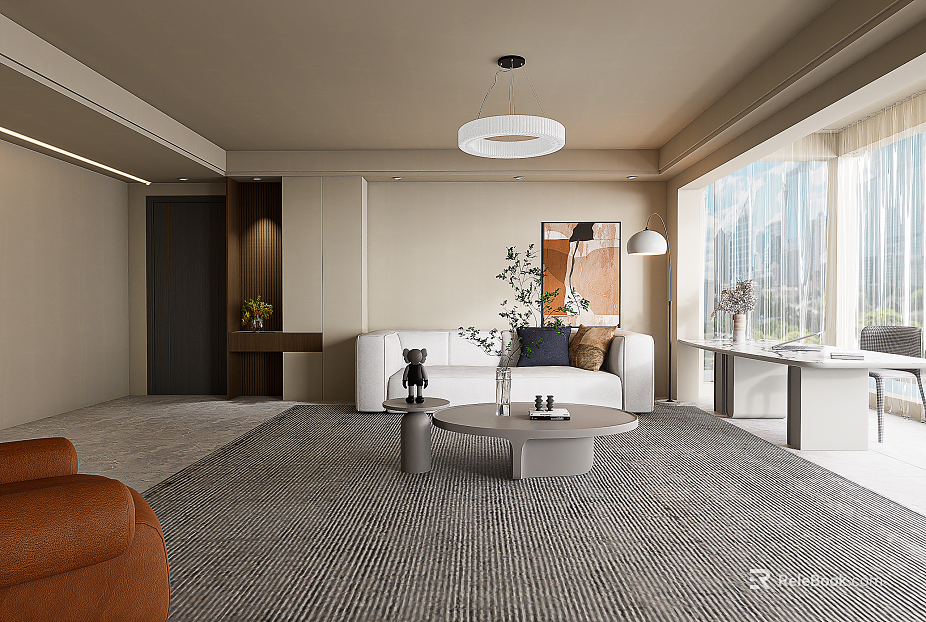 Modern style gray striped carpet living room texture
